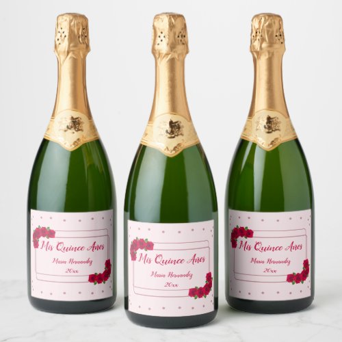 Pink Rose Quinceaera Sparkling Wine Label