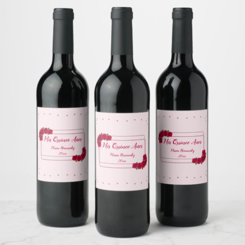 Pink Rose Quinceaera Wine Label