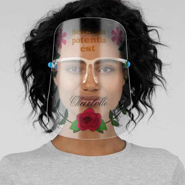 Pink Rose, Quote , Personalized Face Shield (Insitu)