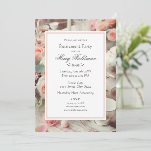 Pink Rose Retirement Party Invitation