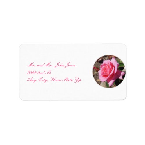 Pink Rose Return Address Label
