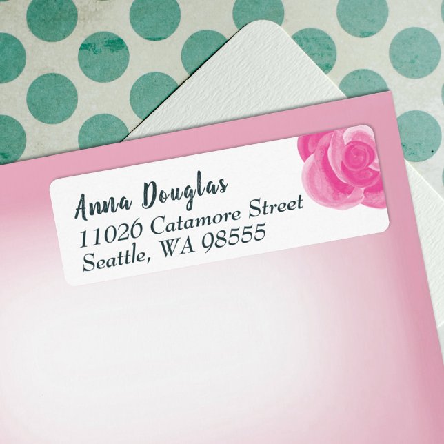 Pink Rose Return Address Labels (pink rose address label return address pink floral roses flower pink grad graduate mailing label)