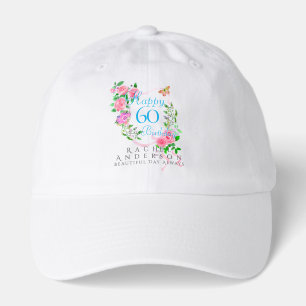 Pink Rose Ribbon 60th Birthday Hat