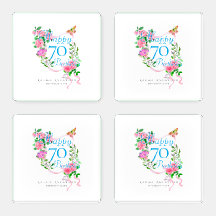 Pink Rose Ribbon 70th Birthday