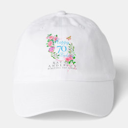 Pink Rose Ribbon 70th Birthday Hat
