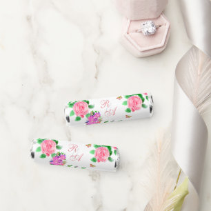 Pink Rose Ribbon Monogram Wedding  Breath Savers® Mints