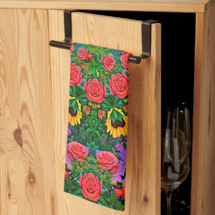 Pink Rose Rings 4 Kitchen Towel