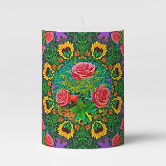 Pink Rose Rings 4 Pillar Candle