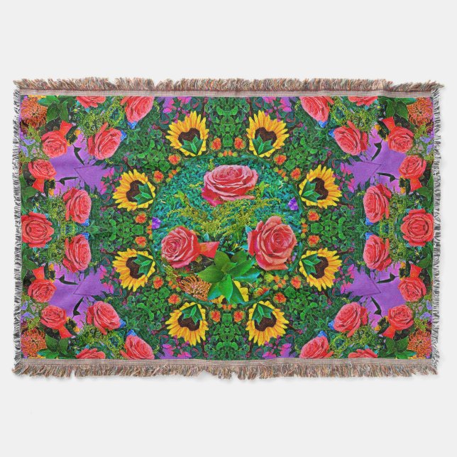 Pink Rose Rings 4 Throw Blanket (Front)