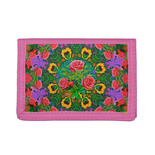 Pink Rose Rings 4 Trifold Wallet