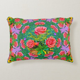 Pink Rose Rings Accent Pillow