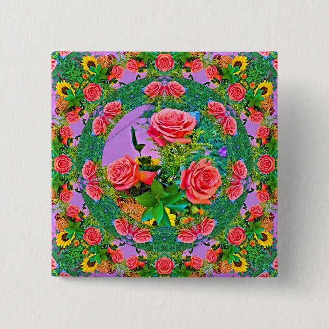 Pink Rose Rings  Button (Front)