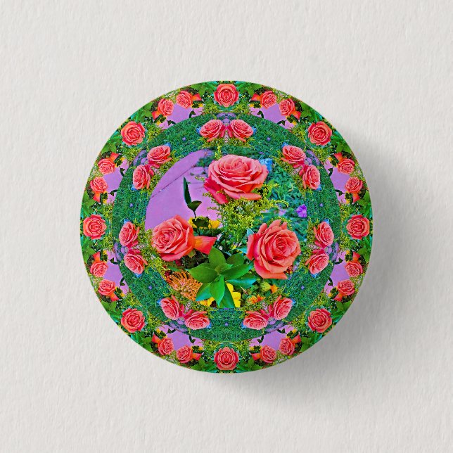 Pink Rose Rings  Button (Front)