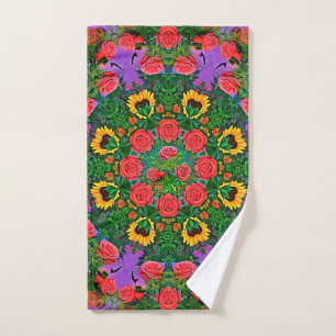 Pink Rose Rings Hand Towel