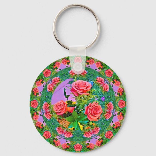 Pink Rose Rings  Keychain (Front)