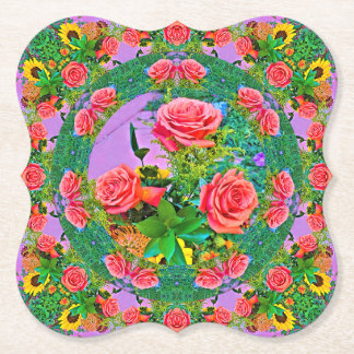 Pink Rose Rings  Paper Coaster