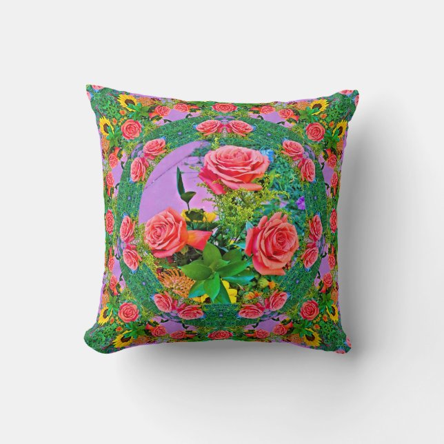 Pink Rose Rings  Throw Pillow (Front)