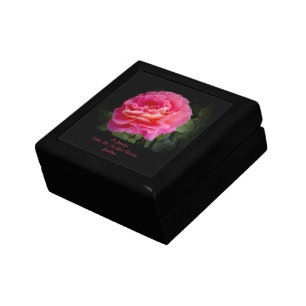 Pink Rose Romantic Floral Jewelry Box, Name Gift Box