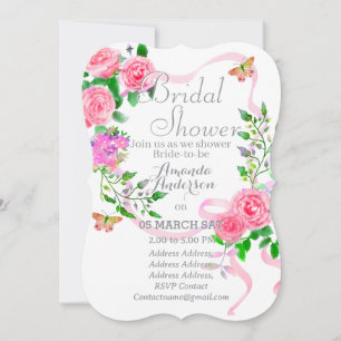 Pink Rose Romantics Bridal Shower Holiday Card