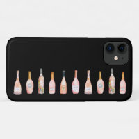 Pink rosé rose wine bottle watercolor illustration