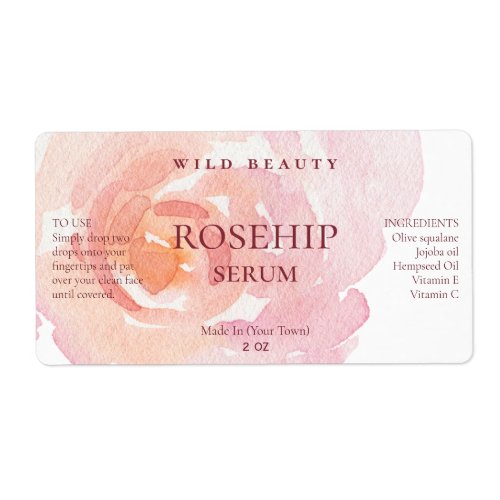 Pink Rose Rosehip Serum Labels