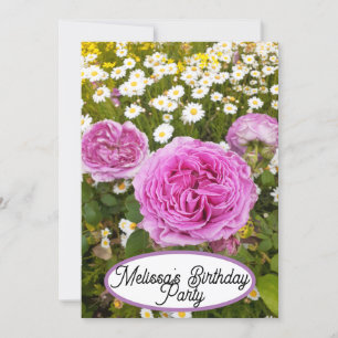 Pink Rose Roses Flower Floral Pretty Girls  Invitation