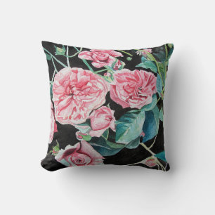 Pink Rose Roses flowers floral art Cushion