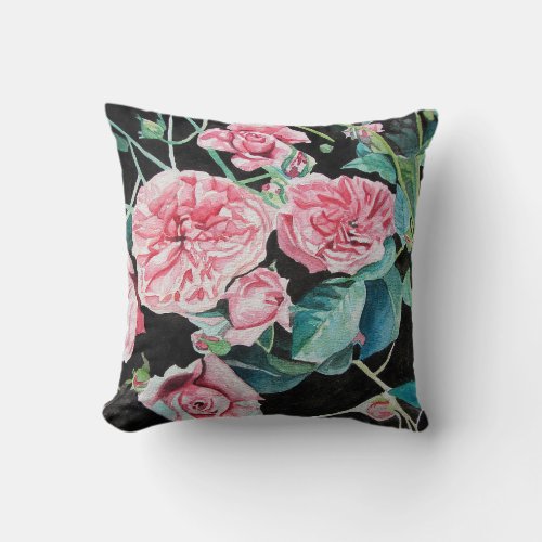 Pink Rose Roses flowers floral art Cushion