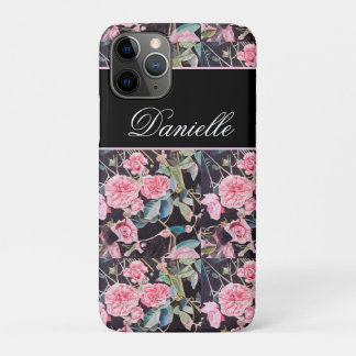 Pink Rose Roses Watercolor Vintage Customizable iPhone 11 Pro Case