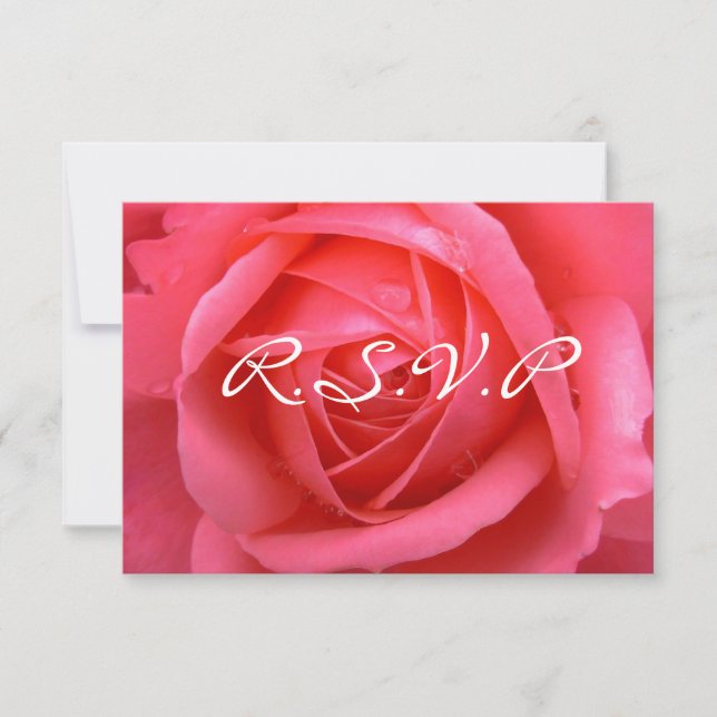 Pink Rose RSVP Personalized Rose Cards (Front)