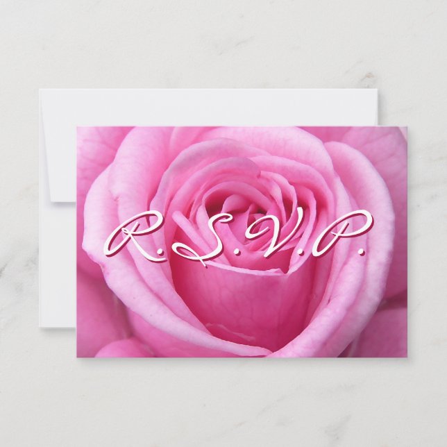 Pink Rose RSVP Personalized Rose Cards (Front)