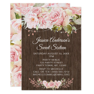 Rustic Sweet 16 Invitations 6