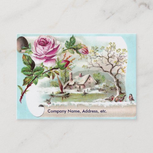 Pink Rose Scroll Victorian Trade Card Business Cards