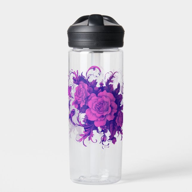 Pink Rose Seamless  Water Bottle (Front)
