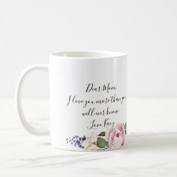 Pink Rose Sentiment Dear Mom Custom Photo Gift Coffee Mug by FidesDesign at Zazzle