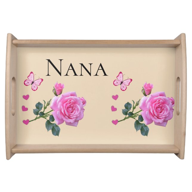 Pink Rose Serving Tray Love (Front)