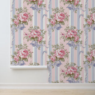 Pink Rose Shabby Chic Vintage Floral Pattern Wallpaper