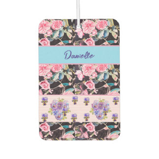 Pink Rose Shabby Chic Watercolor Roses Pink Blue Air Freshener