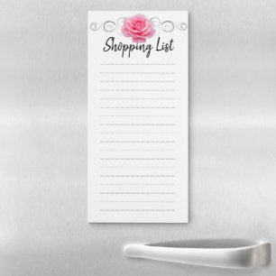 Pink Rose Shopping List Notepad