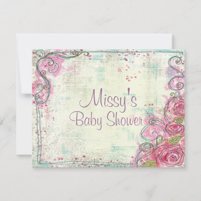Pink Rose Shower Invitation (Front)