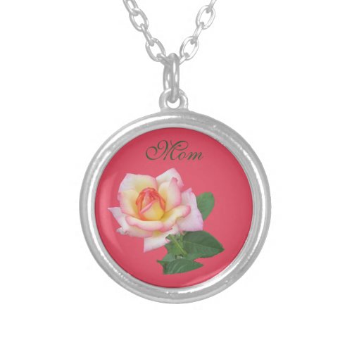 Pink Rose  Silver Plated Necklace