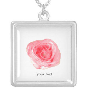 Pink Rose Silver Plated Necklace