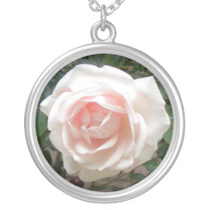 Pink Rose Silver Plated Necklace