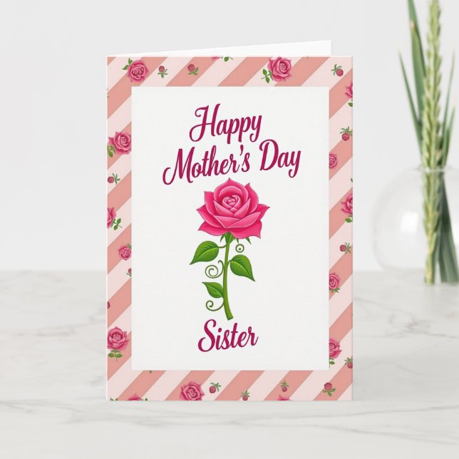 Pink Rose Sister Day Card (Front)
