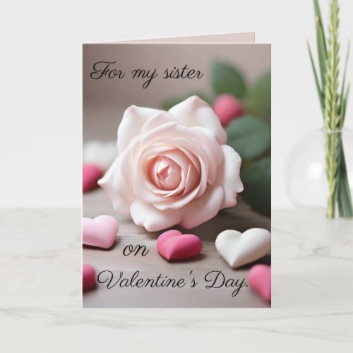 Pink Rose Sister Valentines Day Card