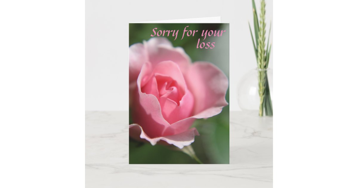 Pink Rose Sorry for your Loss Card