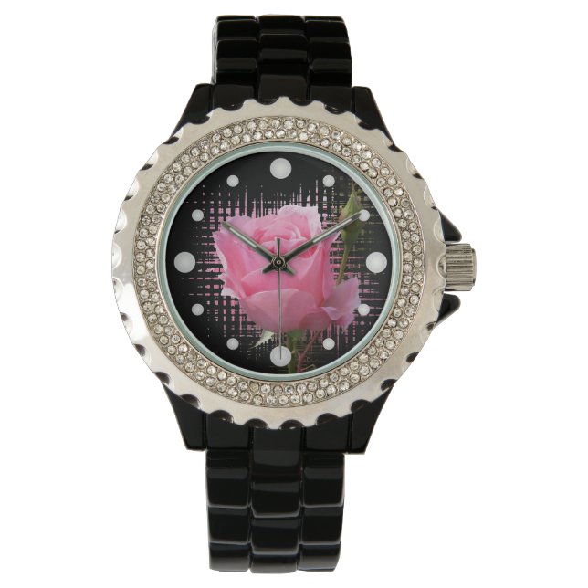 pink rose splash watch (Front)