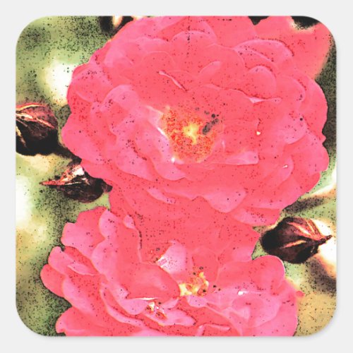 Pink Rose Square Sticker