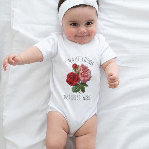 Pink Rose St. Therese Religious Cute Floral Baby Bodysuit