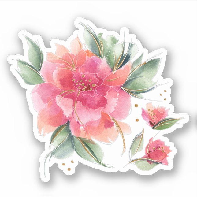 Pink rose sticker (Front)